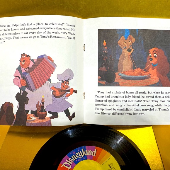 WALT DISNEY’S VTG 1979 STORY OF LADY AND THE TRAMP RECORD & 24p READ ALONG BOOK - Picture 9 of 16